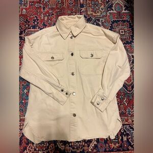 H&M beige denim oversized button shirt (over shirt) size x women fits small/med